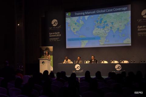 Emily Nilson launching ISEPEI toolkit at Eye on Earth Summit